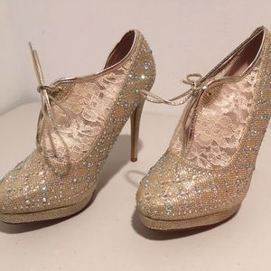 Gold Lacey Heels
